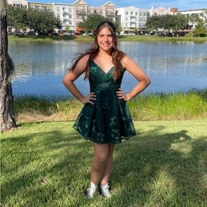 Emerald Green Sequin HOCO dress
